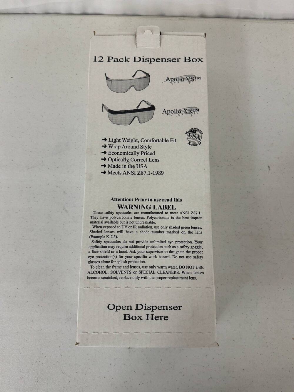 Oberon Apollo XR T721-70 Safety Glasses Wrap Around ANSI Z87.1 12 Pack Box